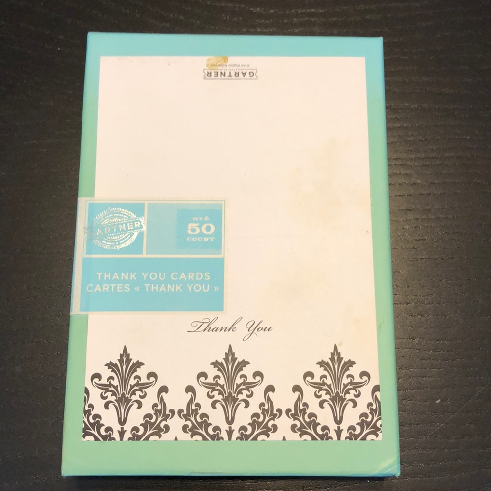 NWB 50 Thank you damask notecards